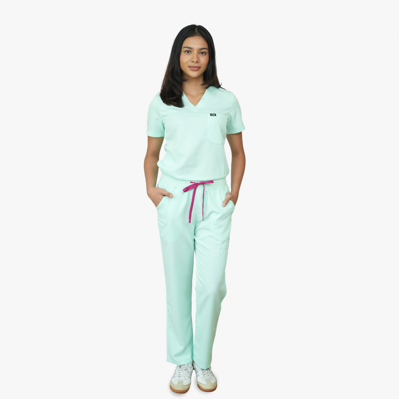 Dawn V-Neck Top & Calista Straight Pants Scrub Set — Summer Collection