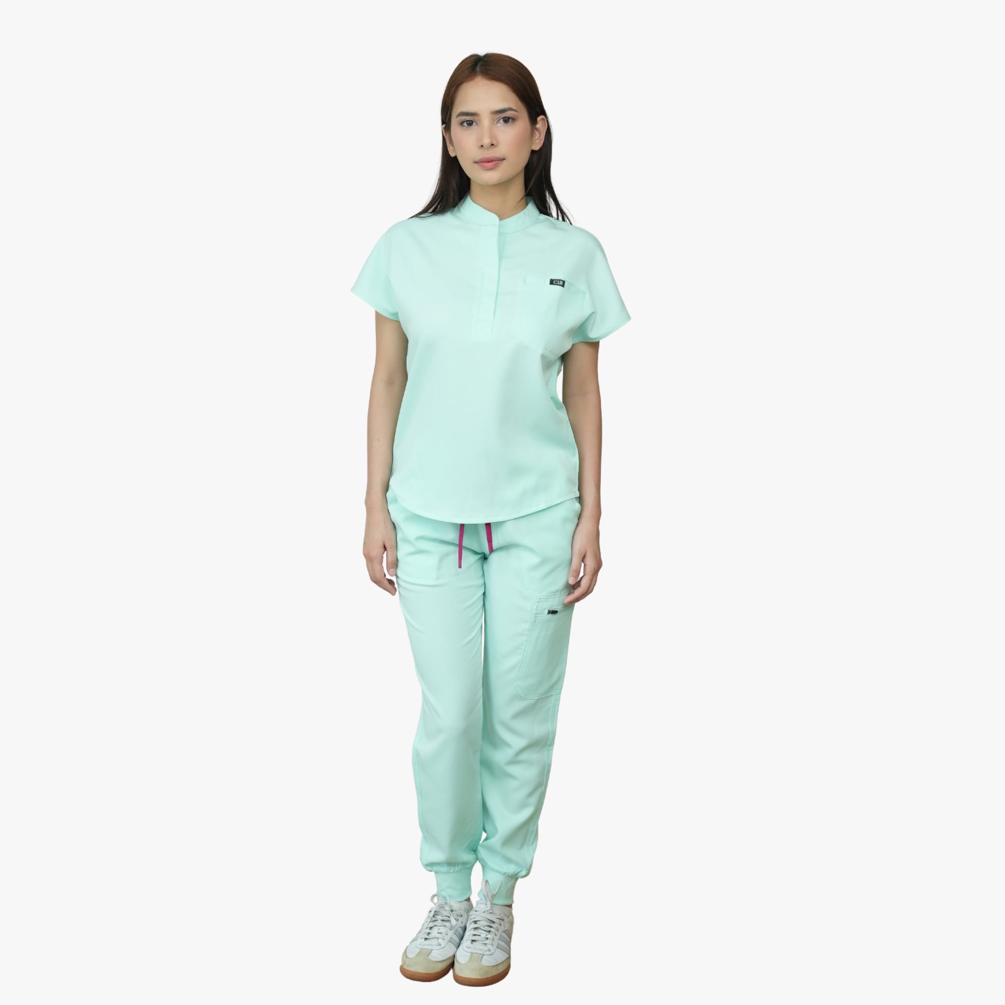 Forge Mandarin Scrub Top & Elara Jogger Scrub Pants Set — Summer Collection