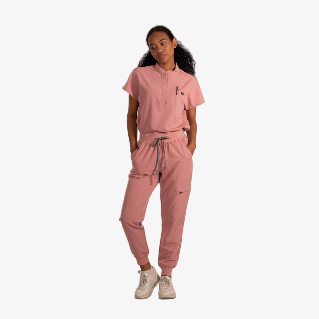 Forge Mandarin Scrub Top & Elara Jogger Scrub Pants Set