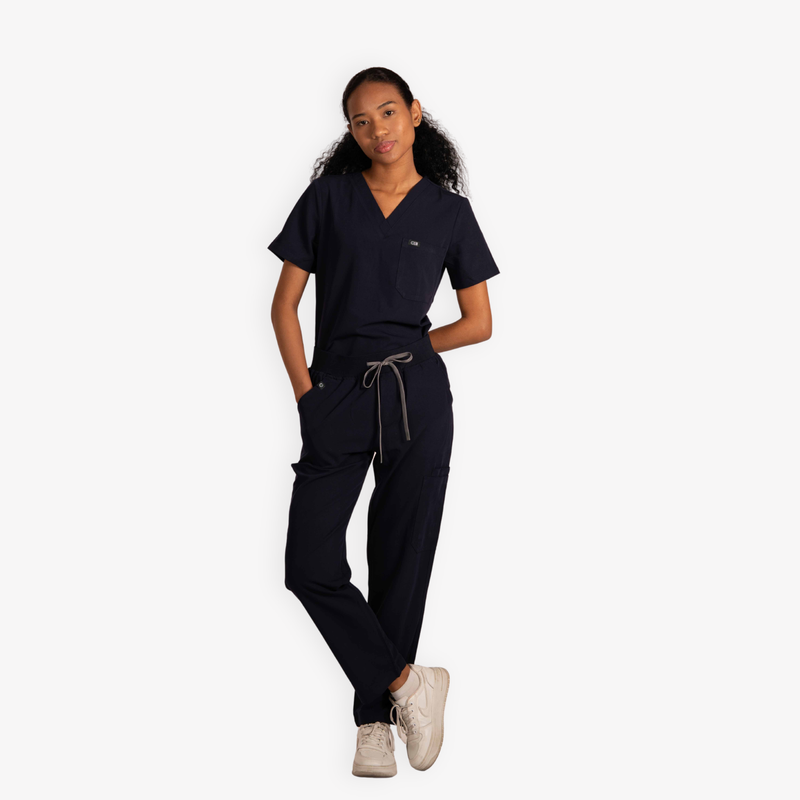 Dawn V-Neck Top Scrub & Calista Straight Pants Scrub Set