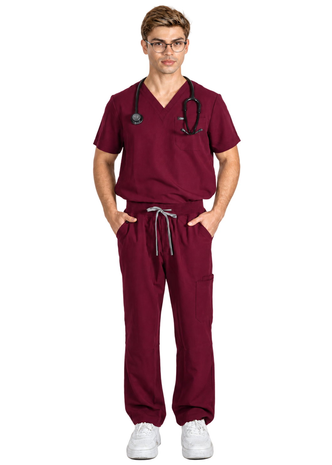 Flow V-Neck Scrub Top & Axton Straight Scrub Pants Set