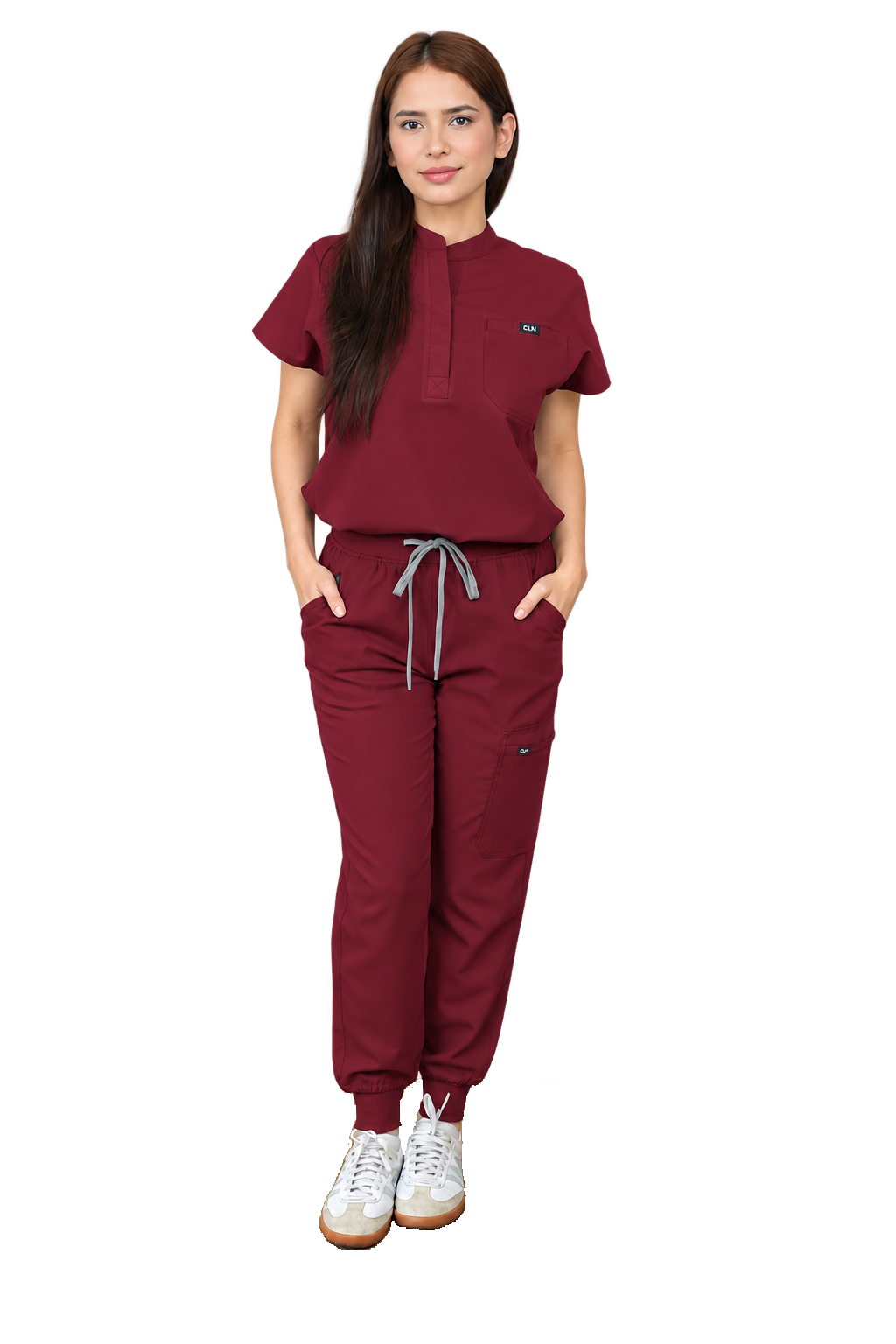 Forge Mandarin Scrub Top & Elara Jogger Scrub Pants Set