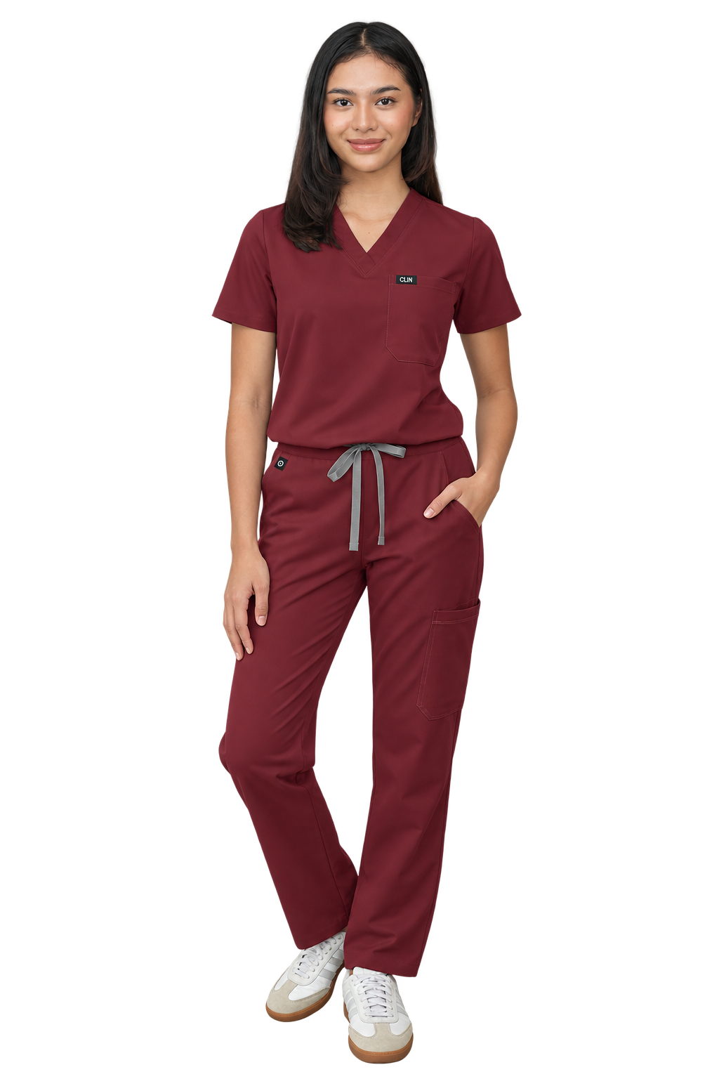 Dawn V-Neck Top Scrub & Calista Straight Pants Scrub Set