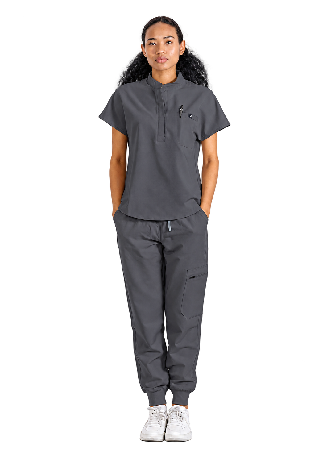 Forge Mandarin Scrub Top & Elara Jogger Scrub Pants Set